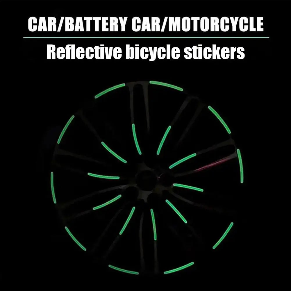 20Pcs Motorcycle Tire Rim Reflective Sticker Night Safety Warning Stickers Hub Reflector Auto Decals Motorcycle Wheel Strip Tool