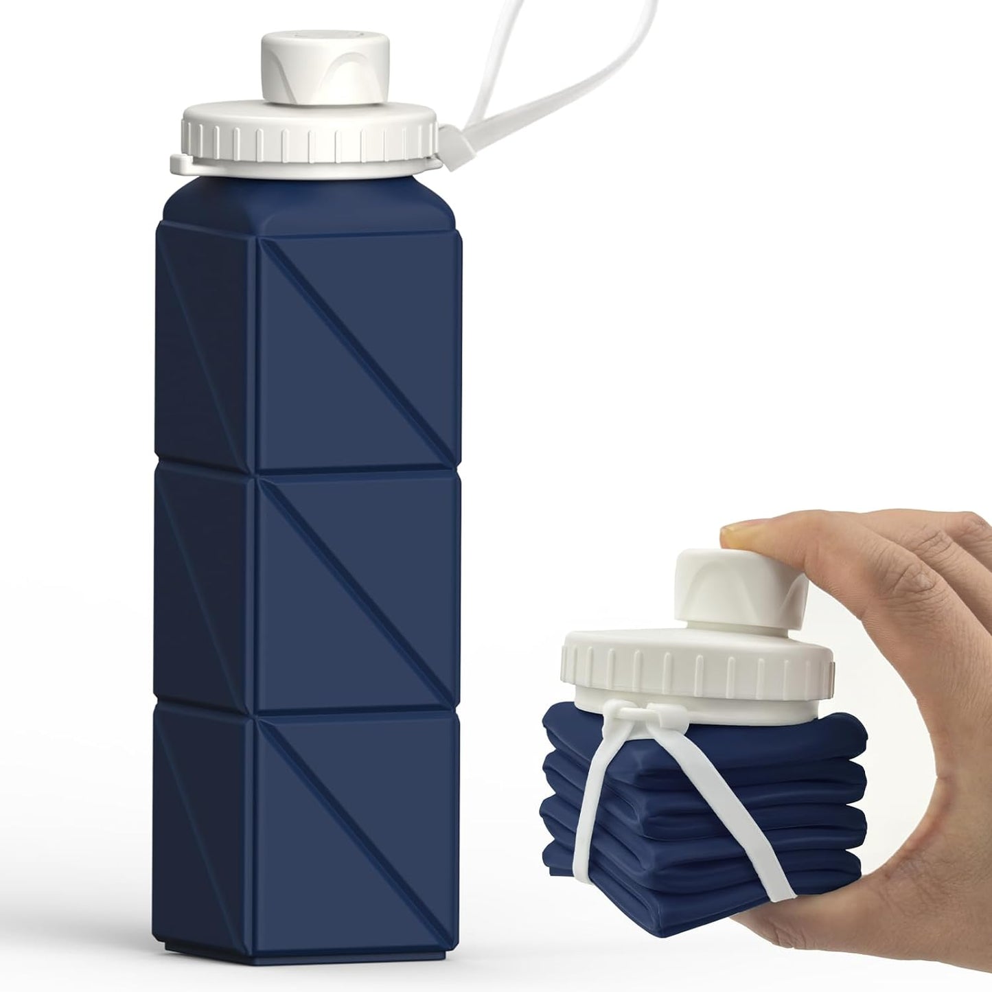 Collapsible Water Bottles 20.6Oz, Silicone Foldable Portable Travel Water Bottle, Lightweight Reusable Leakproof for Traveling Camping Hiking Cycling Yoga Sports Outdoor